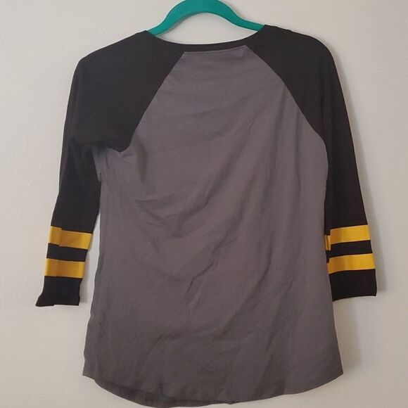 Harry Potter Shirt Womens Small Gray 3/4 Sleeve Hufflepuff Quidditch Hogwarts - Picture 5 of 5